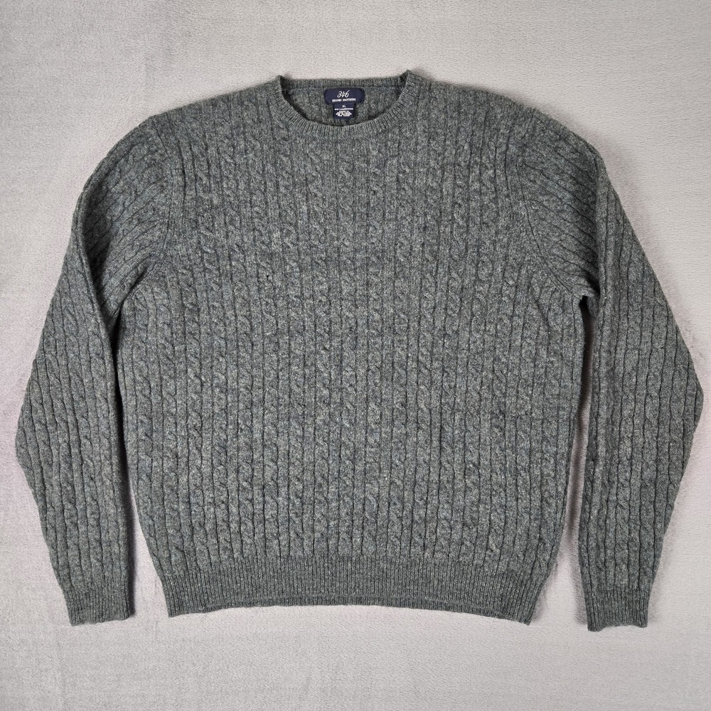 Brooks Brothers 346 Sweater Mens XL‎ 100% Lambswool Cable Knit Green Preppy